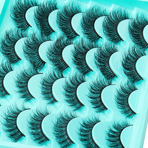 

Natural Fluffy False Eyelashes Soft Lightweight 12 Pairs Hand Made Reusable Faux Mink Lashes Thick Curled Eyelash Extensions Makeup Accessory for Eyes