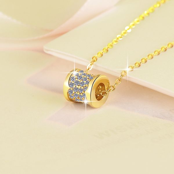

18K Gold Plated Moissanite Necklace | S925 Silver Diamond Tester Pass | Micro - paved Dainty Clavicle Chain