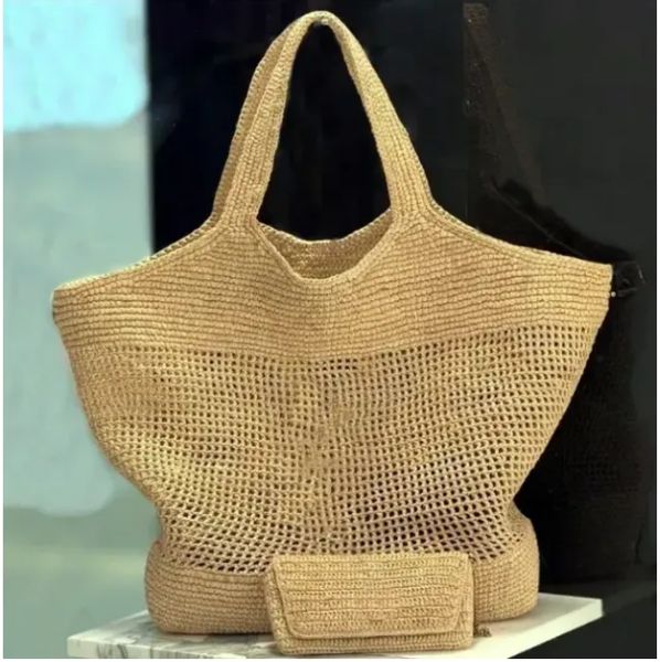 

Designer Oxalis Straw Raffias Crochet Shoulder Handbags Women Crossbody Totes 2 Color Top Quality Beach Bag Leather Shopping Bags Walle, Brown