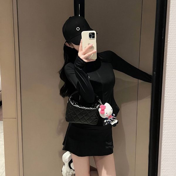 

Sportswear Comfortable Quick Drying Fabric Yoga Wear Casual Yoga Outfit Long Sleeves Simple Fashion Commuting Sunscreen, Black dress