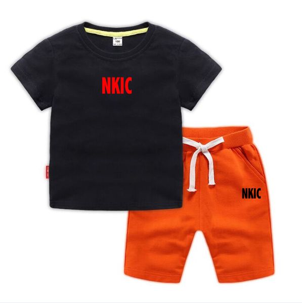 Summer Boys Clothes Brand Tracksuit Print Fashion Kids 2 Piece Set Casual Outfits Children Black T-shirt Shorts Short Sleeved Suit 2-13 Years