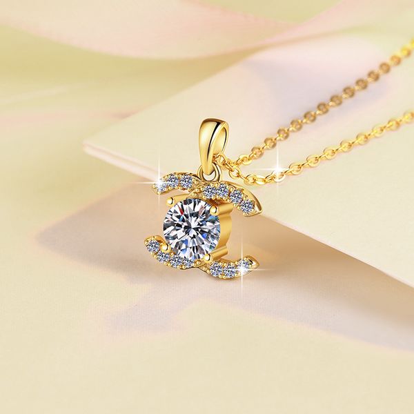 

S925 Sterling Silver Classic Letter Pendant | 1CT D Color Moissanite Clavicle Chain | Adjustable Minimalist Jewelry