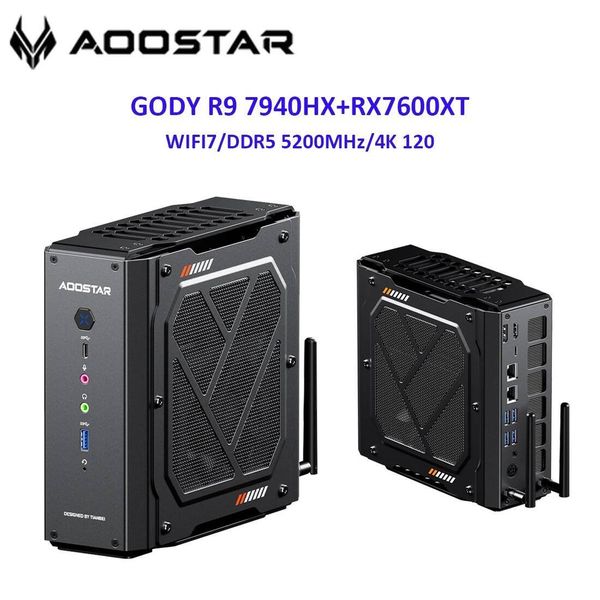 AOOSTAR GODY Gaming Mini PC AMD Ryzen 9 7940HX 8GB Radeon RX 7600 XT 8GB GDDR6 for Gaming Desktop Computer Support WinLinux
