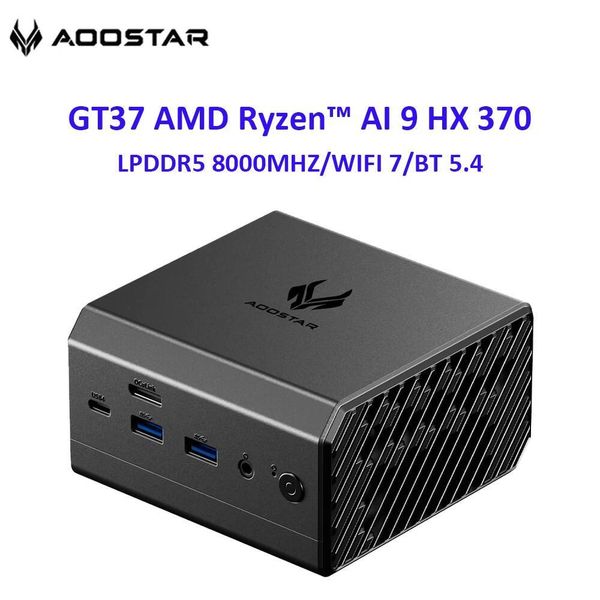 AOOSTAR GT37 Mini PC AMD Ryzen AI 9 HX 370 32GB LPDDR5X8000MHz 1TB PCIe40 SSD 12C24T up to 51GHz WiFi7AI 50 TOPS
