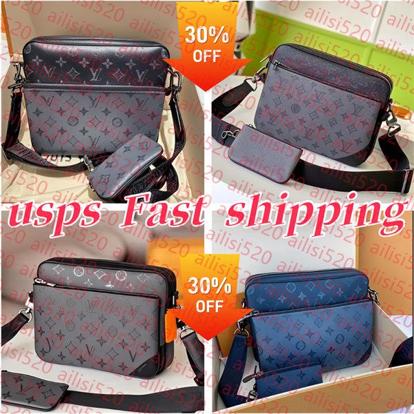 

Luxurys Designer bags men 3pcs Leather Fashion Evening Cross Body shoulder bags Wallets Leather Patchwork Men Women handbag designer handbags wallet phone bag, 11#