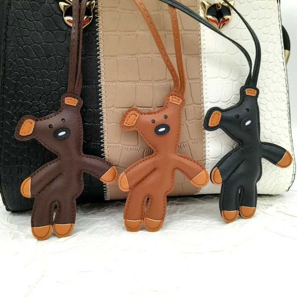 Cute PU Leather Bear Bag Pendant Bear Shape Cartoon Keychain Kawaii Soft Stuffed Bag Charm Bag Charms DecorationsXJ251101