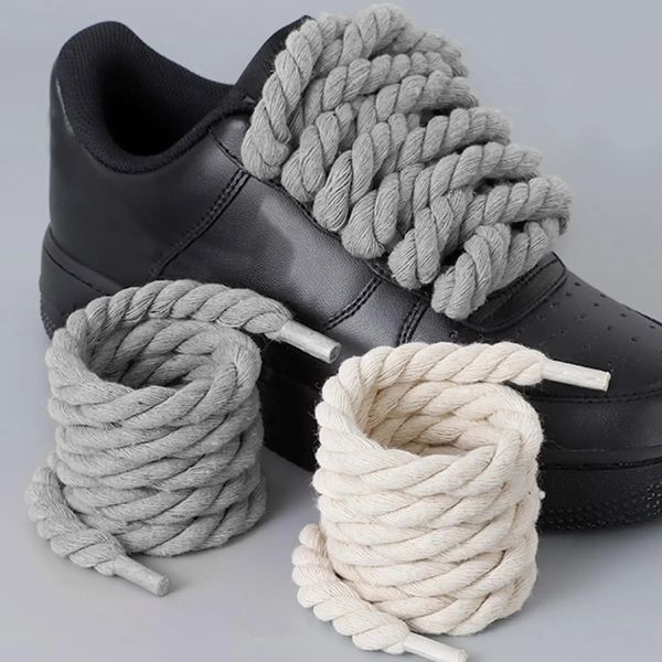2pcs Bold Cotton Linen Twist Weave Shoelaces Round Rope Laces 120CM Men Women Trend Personality Sport Casual Shoes Laces 251030