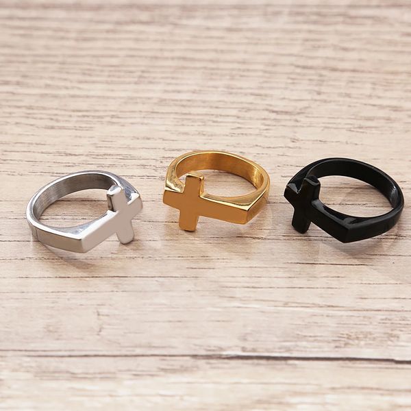 Christian Cross Ring Men Women Punk Simple Couple Rings Stainless Steel Ring Fashion Jewelry Couple Gift Gift 251028
