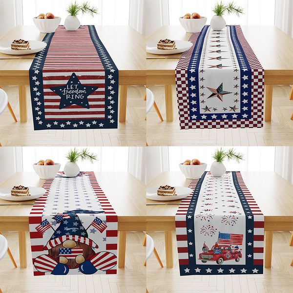 Linen printed table runner American style living room dining table decoration cloth holiday tea table tablecloth W33K01