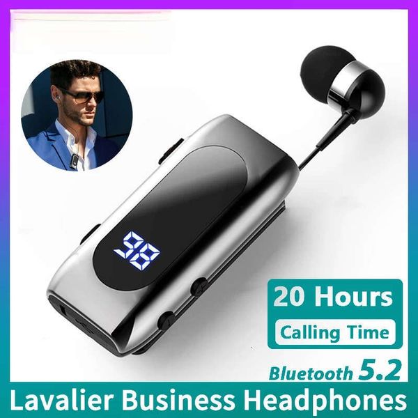 K55 Lavalier Business Bluetooth 5.2 Headphone Talk/Music Time 20 Hours,Led Digital Display,Noice Cancelling Wireless Earphones