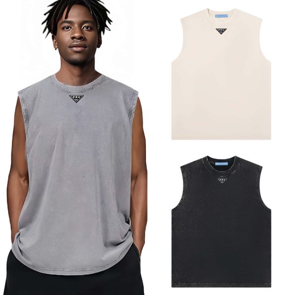 

GG-P-R-A Fashion Designer Brands Men's Tank Shirts Tops Loose Vest Cotton Heavy Washed Vintage Sleeveless T-shirt For Men T-shirt Vintage T-shirts Streetwear Tee Shirts, Gray