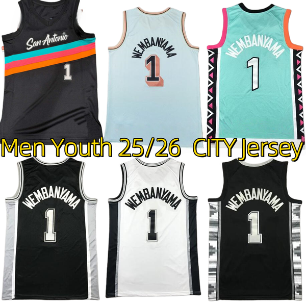 Custom Men Youth De'Aaron Fox Victor Wembanyama Stephon Castle Dylan Harper 25/26 city Jersey