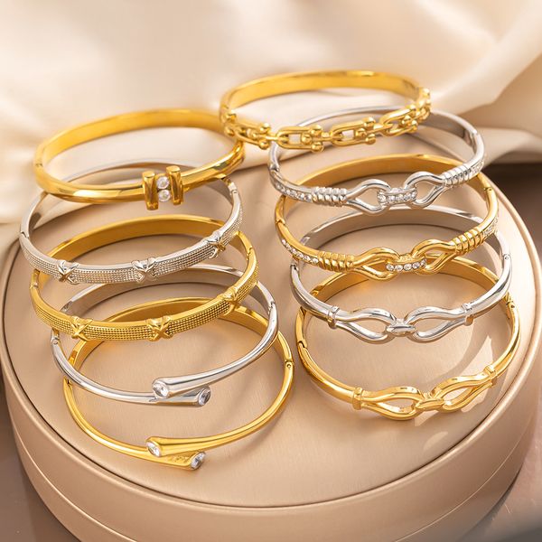 

Women Luxury Bangle Open Classic Designer Bangle Gold Plated Silver Bangle Plated Charm Bracelet Wedding Jewelry Gifts