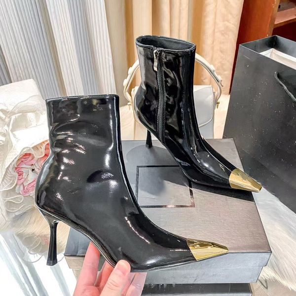 

Women High Heels Designer Dress Shoes Y Soled Peep Pointed Toe Sandals Nude Black Patent Leather Woman Pumps size 35-40, Color#1