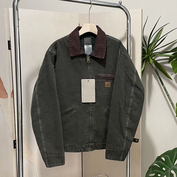 

Mens designer jackets classic Vintage jacket Distressed cleanfit Workwear retro canvas jacket, Beige-thin