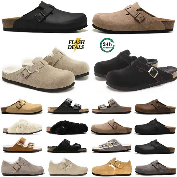 

2025 Designer fur winter Sandals slippers sliders clogs sandal slide men women Mule Suede Leather felt Sliders Buckle Strap Flat Sandals 35-46, Blue