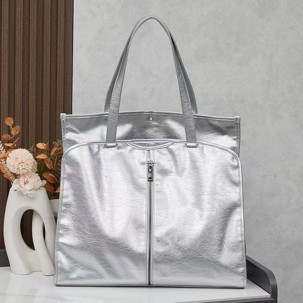 

7A Tote Bag Shoulder Bag Crush Trash Bag Designer Women Large Handbag lady Soft Gloss Calfskin Shopping Bag purse men Casual bag Weekend Fitness Bag Nylon lining, Black