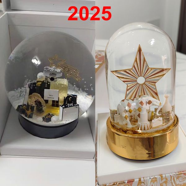 

2025 Latest Classic C Christmas Designer Snow Globe With Perfume Bottle Inside Crystal Ball for Special Birthday Novelty VIP Gift