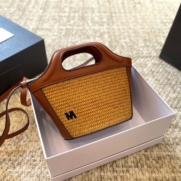 

Designer Bags Mini Basket Straw Bag Summer Small Bag Lafite Grass Handheld Shoulder Bags Cross Shoulder Women's Bag 278-8, Khaki