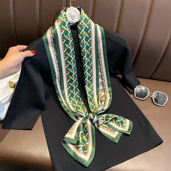 

Korean simple double-sided two-color geometric stripes double-layer high-grade mulberry silk scarf --836195