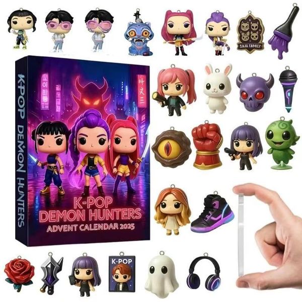 Fast Shipping 24Pcs/Set Kpop Demon Hunters Christmas Advent Calendar Blind Box Toys Anime Figure Kpop Demon Keychain Doll Collectible Ornaments Gifts