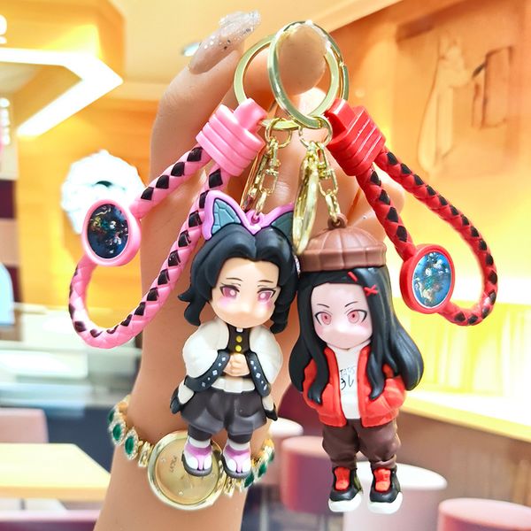 Creative Demon Slayer keychains, 3D cartoon figurines, backpack charms, car keychains, and small gifts wholesale.