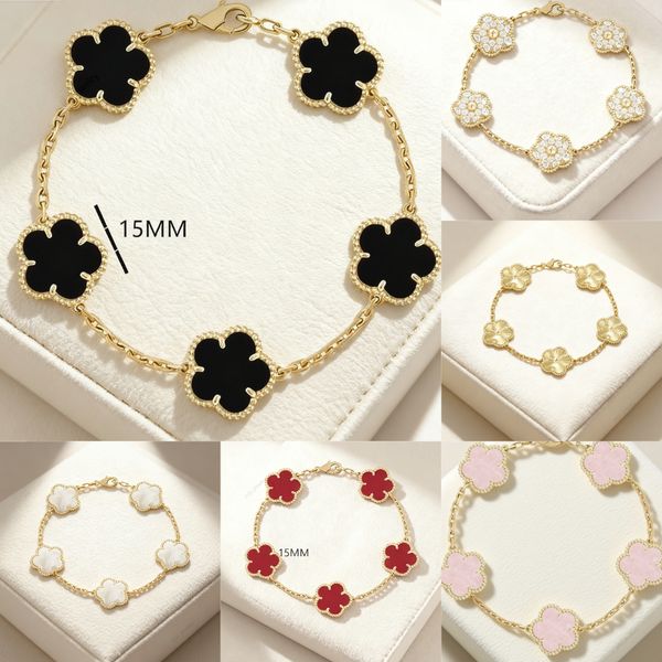 

designer bracelet jewlery designer for women sterling silver jewelry 15mm clover bracelet lucky flower bracelet 2026 fashion bangle luxury braclets gift nature