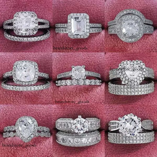 Band 2023 New 925 Sterling Silver Luxury Big Wedding Rings Set For Bridal Women Engagement Finger Party Gift Designer Jewelry J230517 649