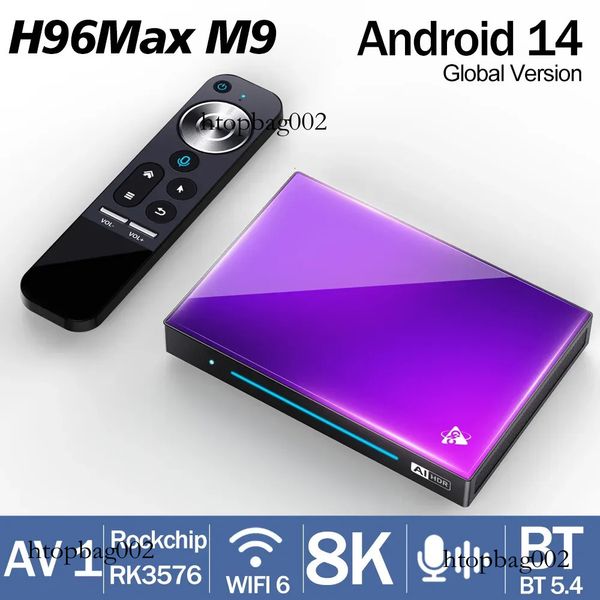 H96 MAX M9 Android 14 Smart TV BOX 8K Lpddr4 2Gb/4Gb/8Gb RAM 16Gb/32Gb/128Gb ROM Tvbox Wifi6 Bt5.4 Set Top Box