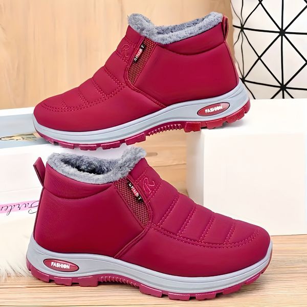 

Winter Cotton Snow Boots - Unisex, PU, Large Size, Fleece-Lined, Thick, Anti-Slip, Wear-Resistant, Short (for Couples/Parents)