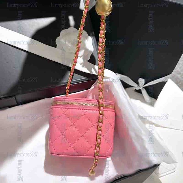 

Gold Ball Chain Mini Makeup Bag 11cm Stylish Womens Shoulder Bags Leather Diamond Gold Hardware Metal Buckle Luxury Handbag Matelasse Chain Crossbody Wallte Bag, 19#11cm