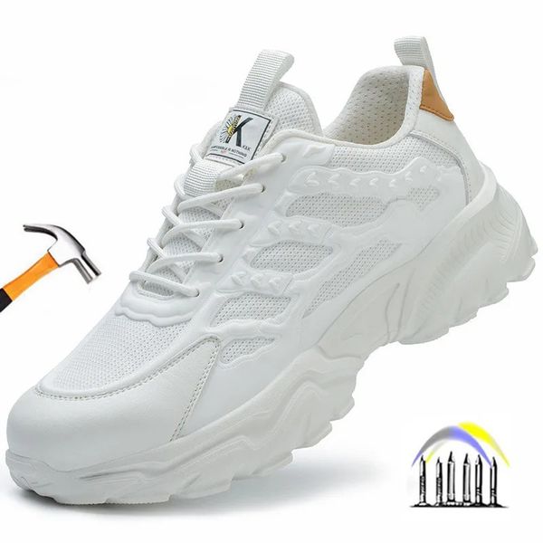 white work shoes lightweight comfortable safety shoes man women work shoes with a steel toe puncture proof safety work sneakers 251030