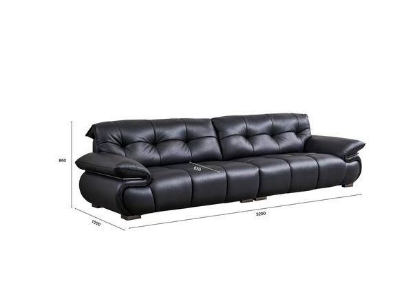 

Minimalist Living Room Sofa with Top Grain Leather - All Wood Frame Soft Body