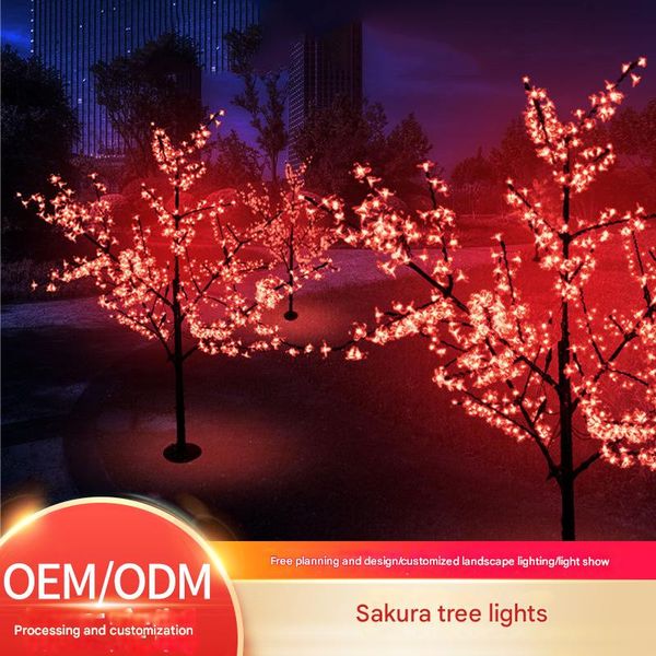 Factory wholesale iron rod cherry blossom tree lights, simulated plant landscape modeling lights, lighting decoration, luminous Christmas tree lights