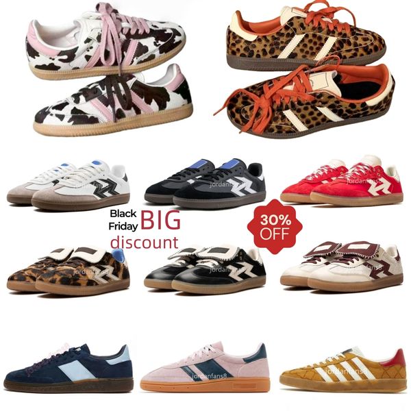 

OG Originals Designer Casual shoes Light Pink Vegan Handball running Leopard Nylon Pony Sporty Tonal Rich Core Black White Men Women Sports trainers Sneakers, Red