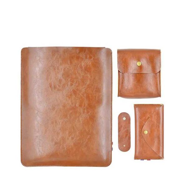 Combination Suit 14 Inch Laptop Bag Case PU Leather Sleeve For M1 M2 MacBook Pro 14 Ultra Thin Computer Pouch Z251105