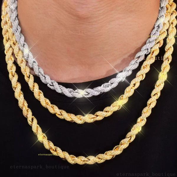 

Hip Hop necklace designer jewelry Iced Out Vvs Moissanite Cuban Rope Chain Tennis Chains Jewelry Unisex Twisted Necklace men moissanite chain gift Free delivery