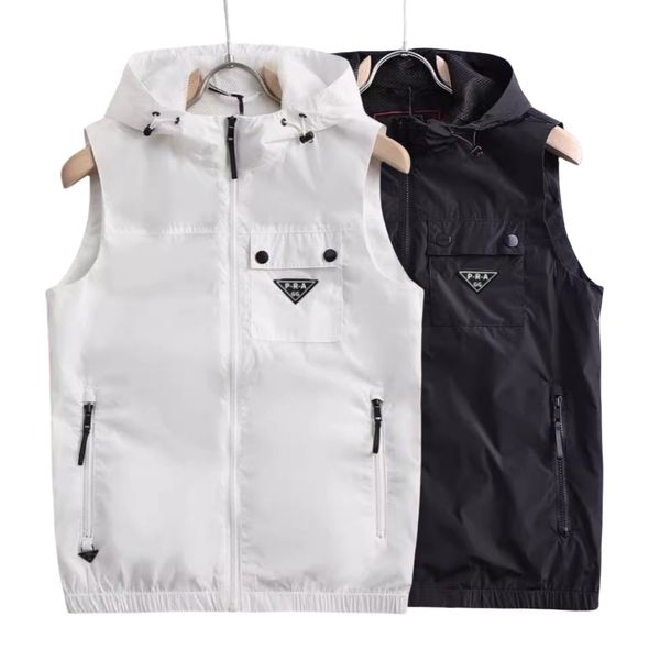 

GG-P-R-A Designer Brands Mens Fashion Tank Top Casual Trendy 2025 New Pocket Versatile Zip Up Slimming Hooded Vests Coats Close-fitting Sleeveless Vest Jacket, P-3