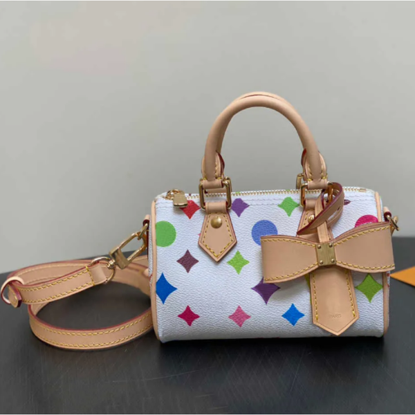 

designer bags leather takashi murakami handbag Colorful Flower Travel lady beach Women Nano Pillow Bags Totes Handbag Croissant Wallets Purse Messenger Bag, A2