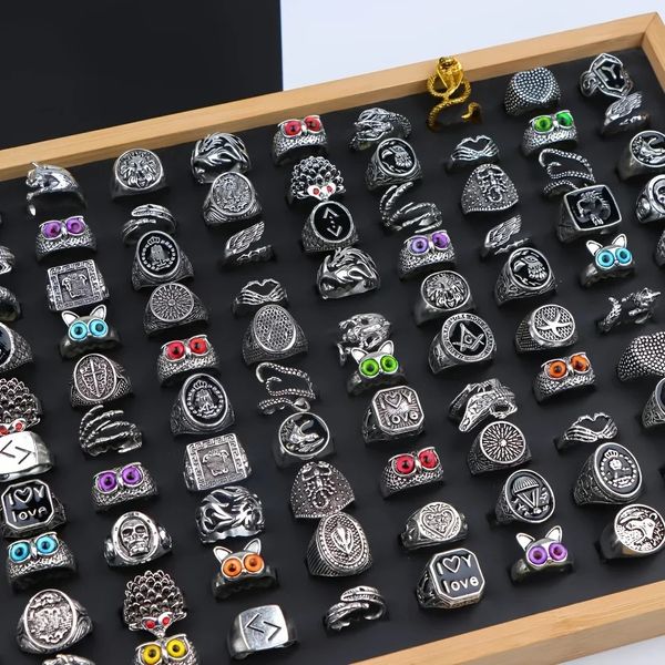 20PcsLot Vintage Punk Gothic Skull Rings for Women Men Retro Owl Skeleton Animal Hop Party Gift Finger Jewelry Mix Style 251031