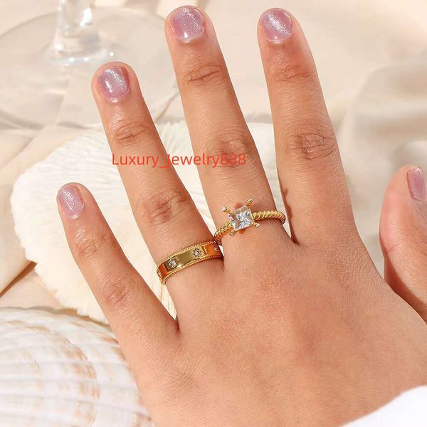 

Fashionable trendy rings made of stainless steel, real gold, PVD electroplated zircon, star shaped pattern, and jewelry