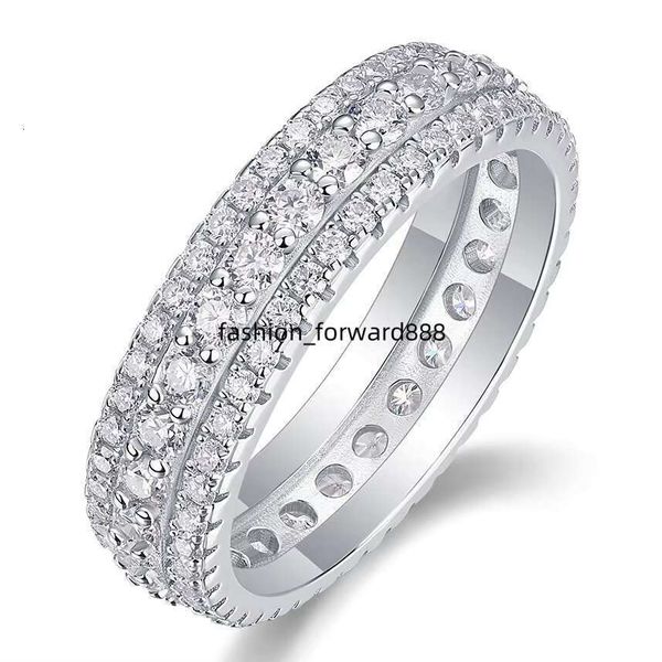 

Custom Fine Jewelry Iced Out Sier Pass Dia Tester 3 Rows 2MM VVS D Moissanite Engagement Eternity Band Ring for Women