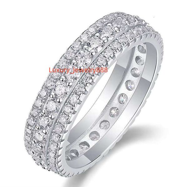 

Custom Fine Jewelry Iced Out Sier Pass Dia Tester 3 Rows 2MM VVS D Moissanite Engagement Eternity Band Ring for Women