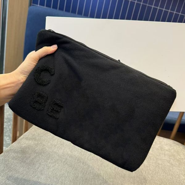 

Designer Black Velvet Towel Makeup Bag Large Capacity Cosmetic Brush Bucket Storage Box Beauty Case VIP gift C Classical collection Party Gift