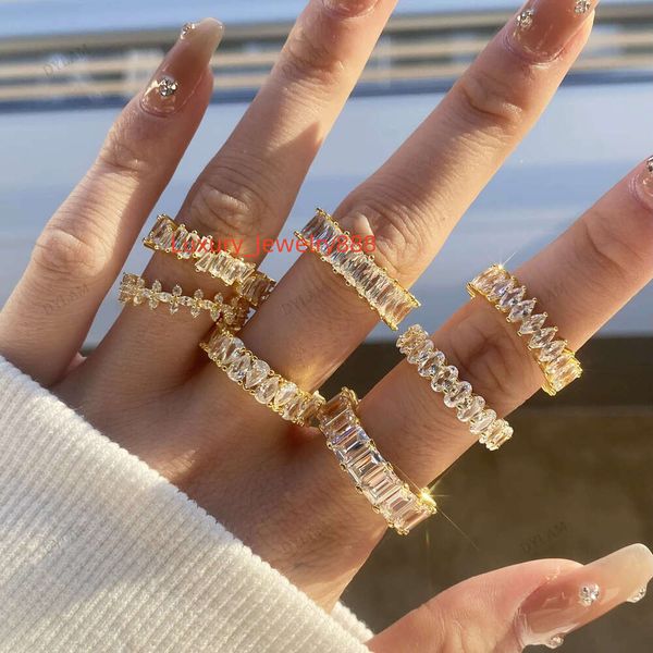 

Dylam Silver Bague 8A Zirconia Eternal Engagement Wedding Stackable Gold Plated Ring Jewelry Women