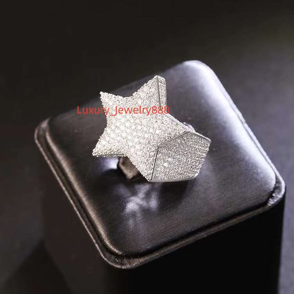 

Ready to Ship Hiphop Star Fine Jewelry Iced Out Gold Plated S Sier VVS Moissanite Dia Cross Ring for Men Women