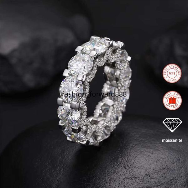

2ct 8.0mm Main Stone Inlaid Moissanite for Men Gold-Plated S Sterg Sier Ring Hiphop Style Rings