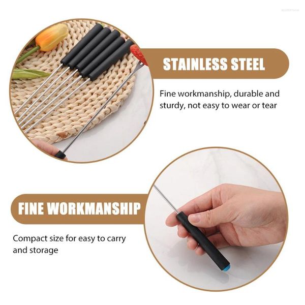 Forks 6Pcs Kitchen Dipping Fine Workmanship For Cheeses Cakes Fruits Bbq Baking Tools Stainless Steel Fondue