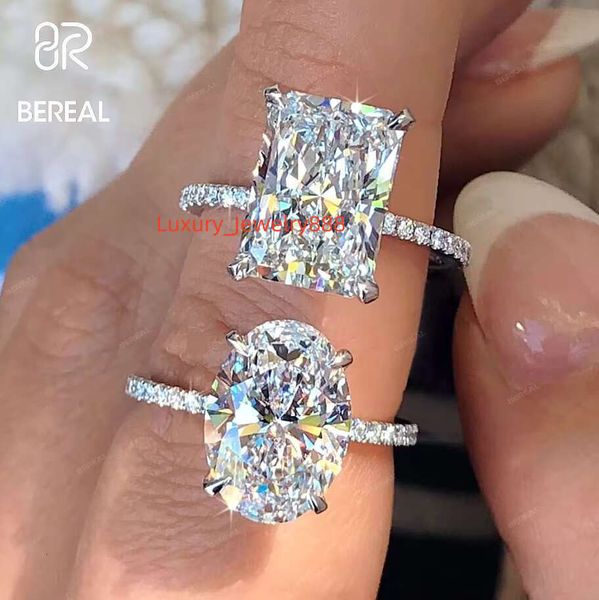 

10K 14K V vs Moissanite engagement women's silver emerald radiation oval cut gold ring jewelry