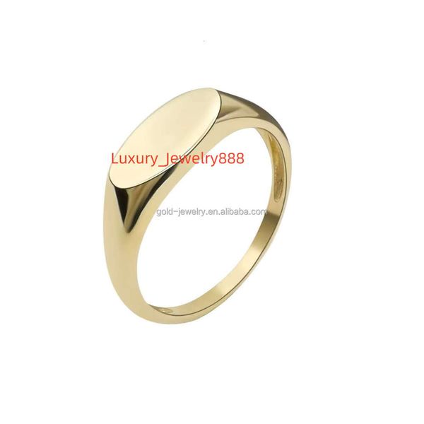 

Custom engraved letters charming 9k 14k real gold seal ring, cell cancer base women's jewelry ring